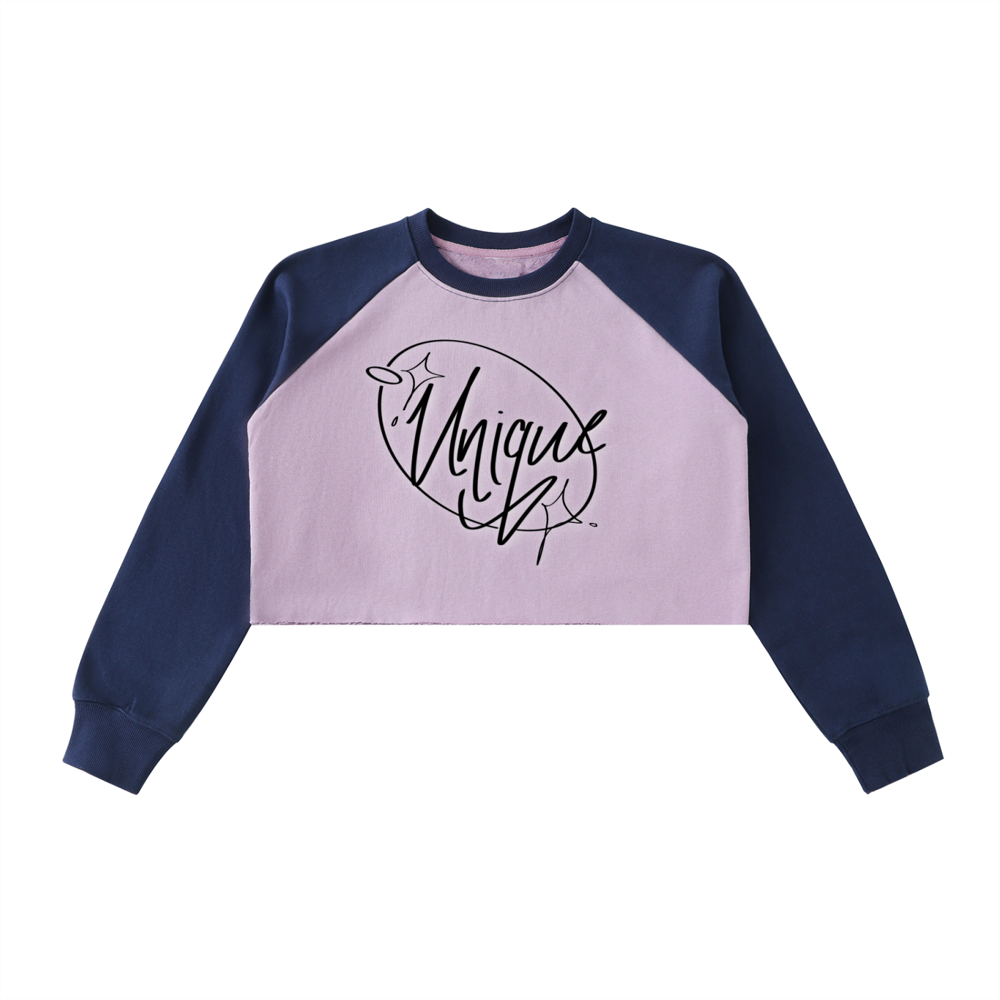 Raw-Hem Color-Block Raglan Crop Sweatshirt