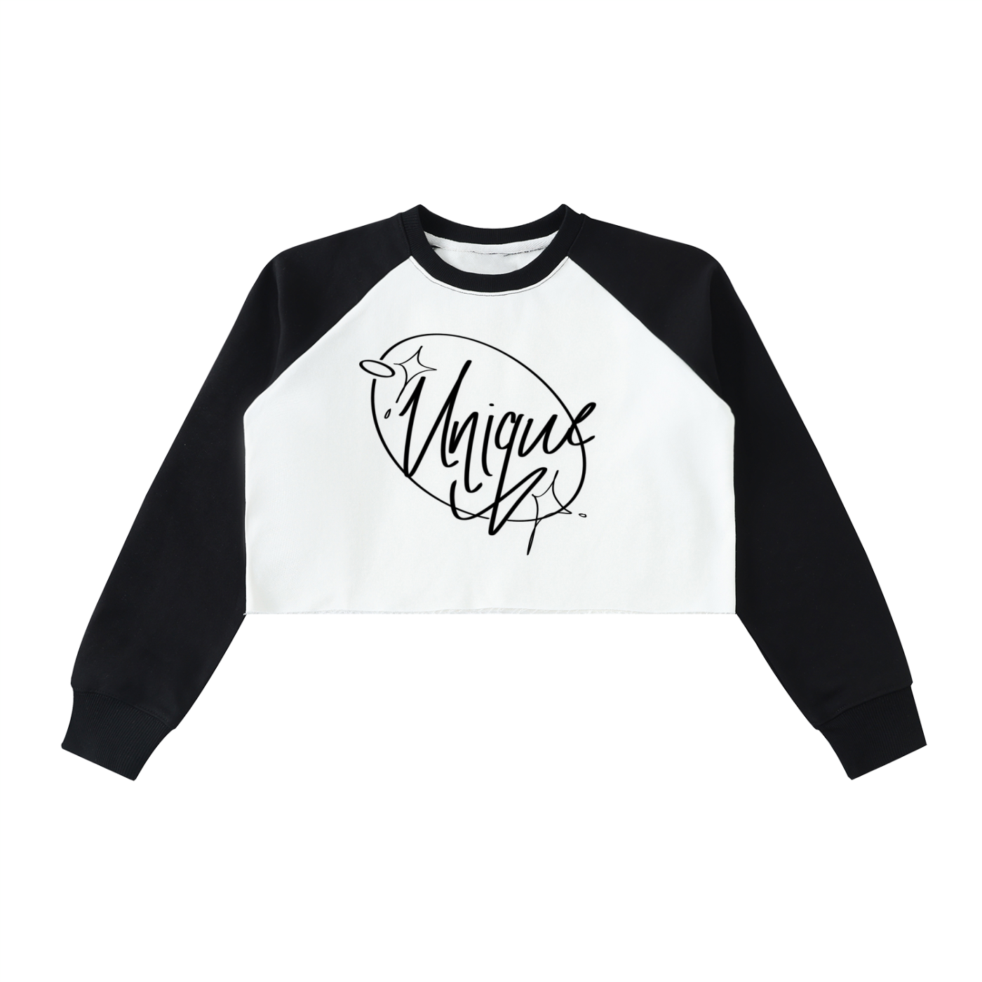 Raw-Hem Color-Block Raglan Crop Sweatshirt